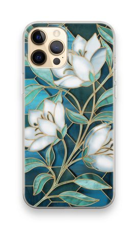 Blaue Glasmalerei Blumen