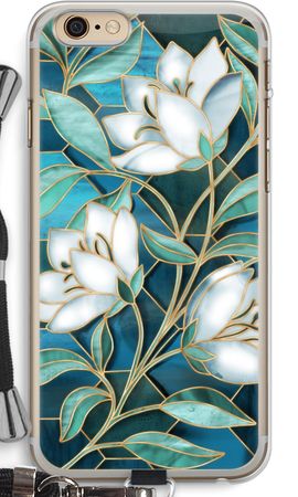 Blue stained glass flowers