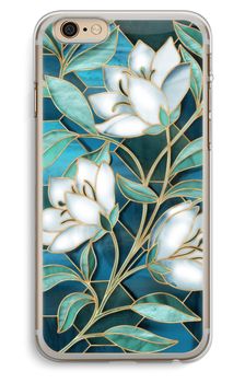 Blue stained glass flowers