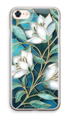 Blue stained glass flowers