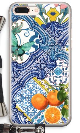 Blue tiles and oranges