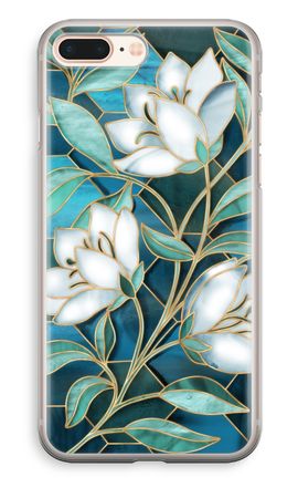 Blue stained glass flowers