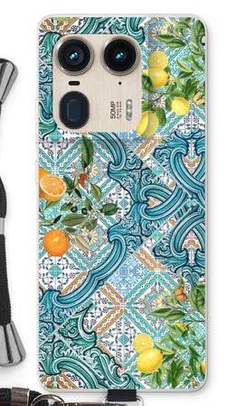 Blue tiles, lemons and oranges