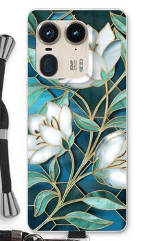 Blue stained glass flowers