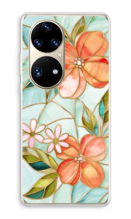 Orange stained glass flower