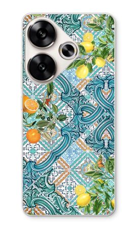 Blue tiles, lemons and oranges