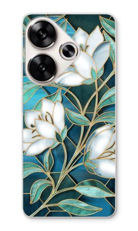 Blue stained glass flowers