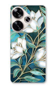 Blue stained glass flowers