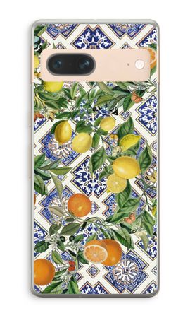 Piastrelle blu, limoni e arance