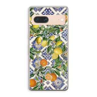 Blue tiles, lemons and oranges