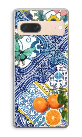 Piastrelle blu e arancioni