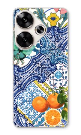 Blue tiles and oranges