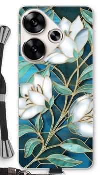 Blue stained glass flowers