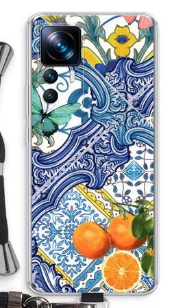 Blue tiles and oranges