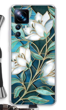 Blue stained glass flowers