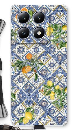 Blue tiles, lemons and oranges - small