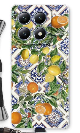 Blue tiles, lemons and oranges