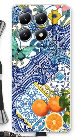 Blue tiles and oranges