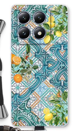 Blue tiles, lemons and oranges