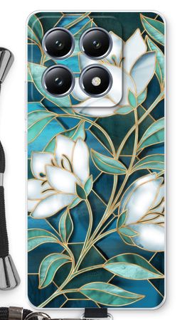 Blue stained glass flowers