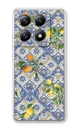 Blue tiles, lemons and oranges - small