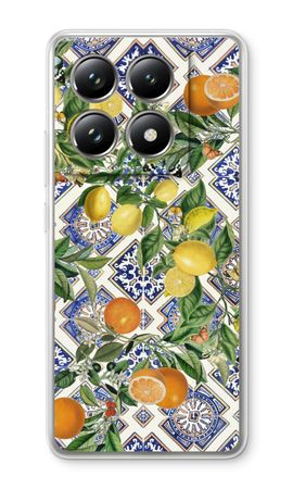 Blue tiles, lemons and oranges