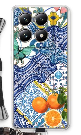 Blauwe tegels en sinaasappels