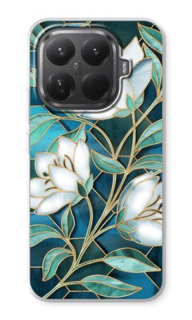 Blue stained glass flowers