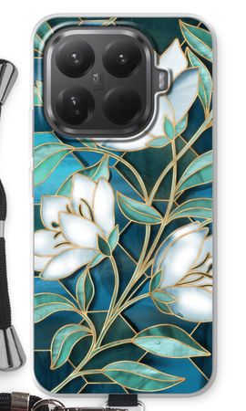 Blue stained glass flowers