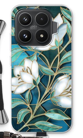 Blue stained glass flowers