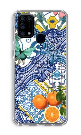 Blue tiles and oranges