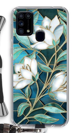 Blue stained glass flowers