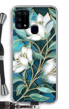 Blue stained glass flowers