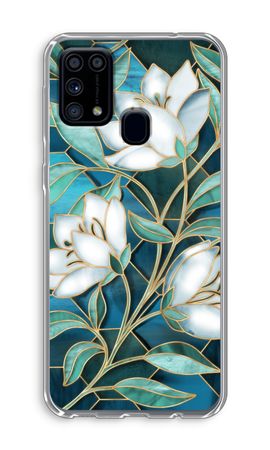 Blue stained glass flowers