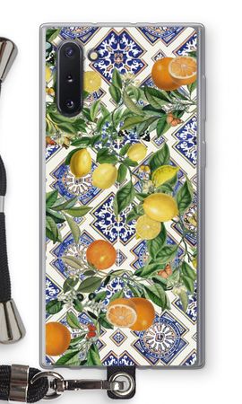 Blue tiles, lemons and oranges