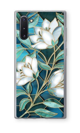 Blue stained glass flowers