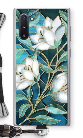 Blue stained glass flowers