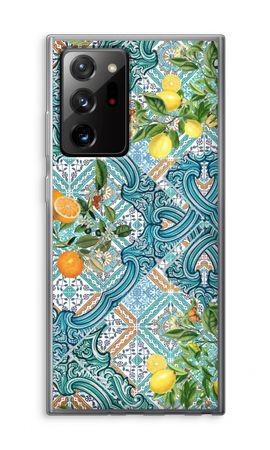 Blue tiles, lemons and oranges
