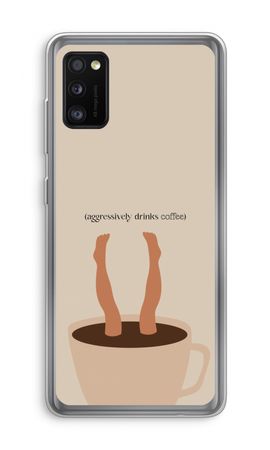 Aggressively drinks coffee