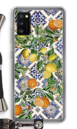 Blue tiles, lemons and oranges