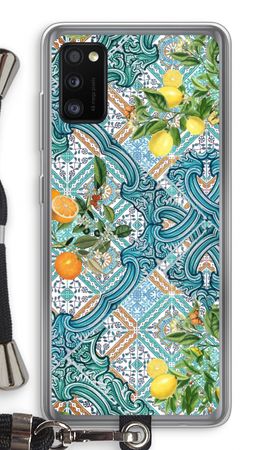 Blue tiles, lemons and oranges