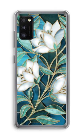 Blue stained glass flowers