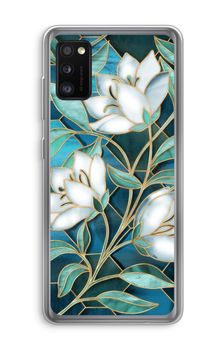 Blue stained glass flowers