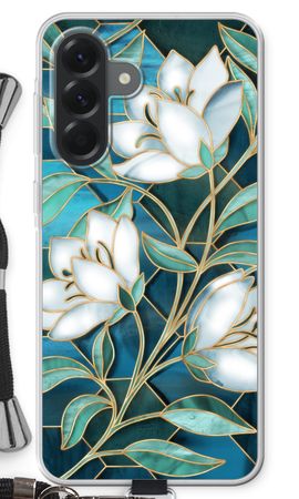 Blue stained glass flowers