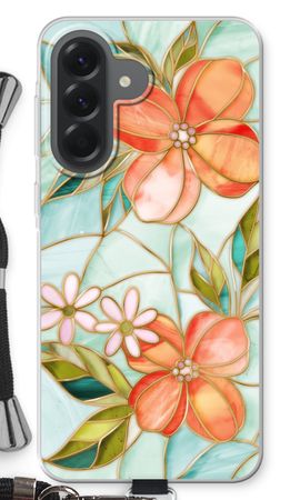 Orange stained glass flower