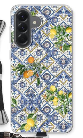Blue tiles, lemons and oranges - small