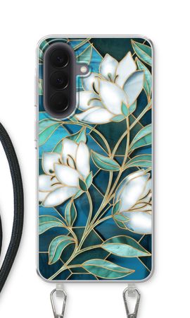 Blue stained glass flowers
