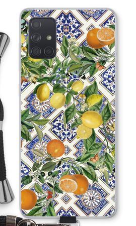 Blue tiles, lemons and oranges