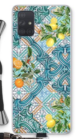 Blue tiles, lemons and oranges