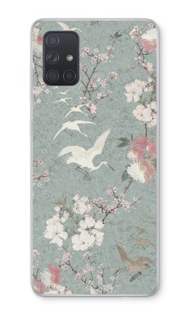Japanese crane birds blossom